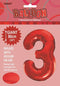Red "3" Numeral Foil Balloon 86cm (34")